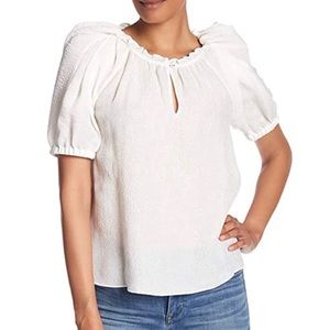 Rebecca Taylor Silk Blend Puff Sleeve Top (Size 2)